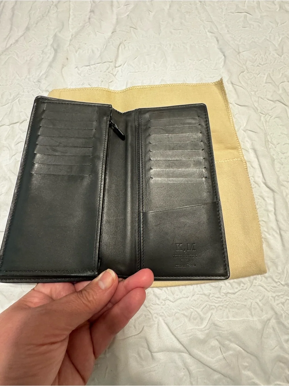 Louis Vuitton Black Embossed 'LOUIS' Leather Long Wallet